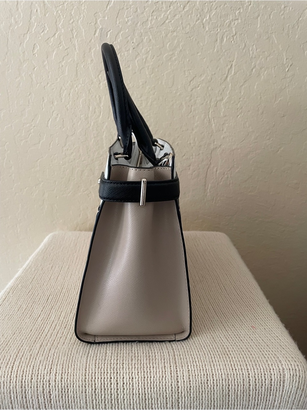 kate spade Beige, White & Black Leather Satchel - Picture 6 of 8